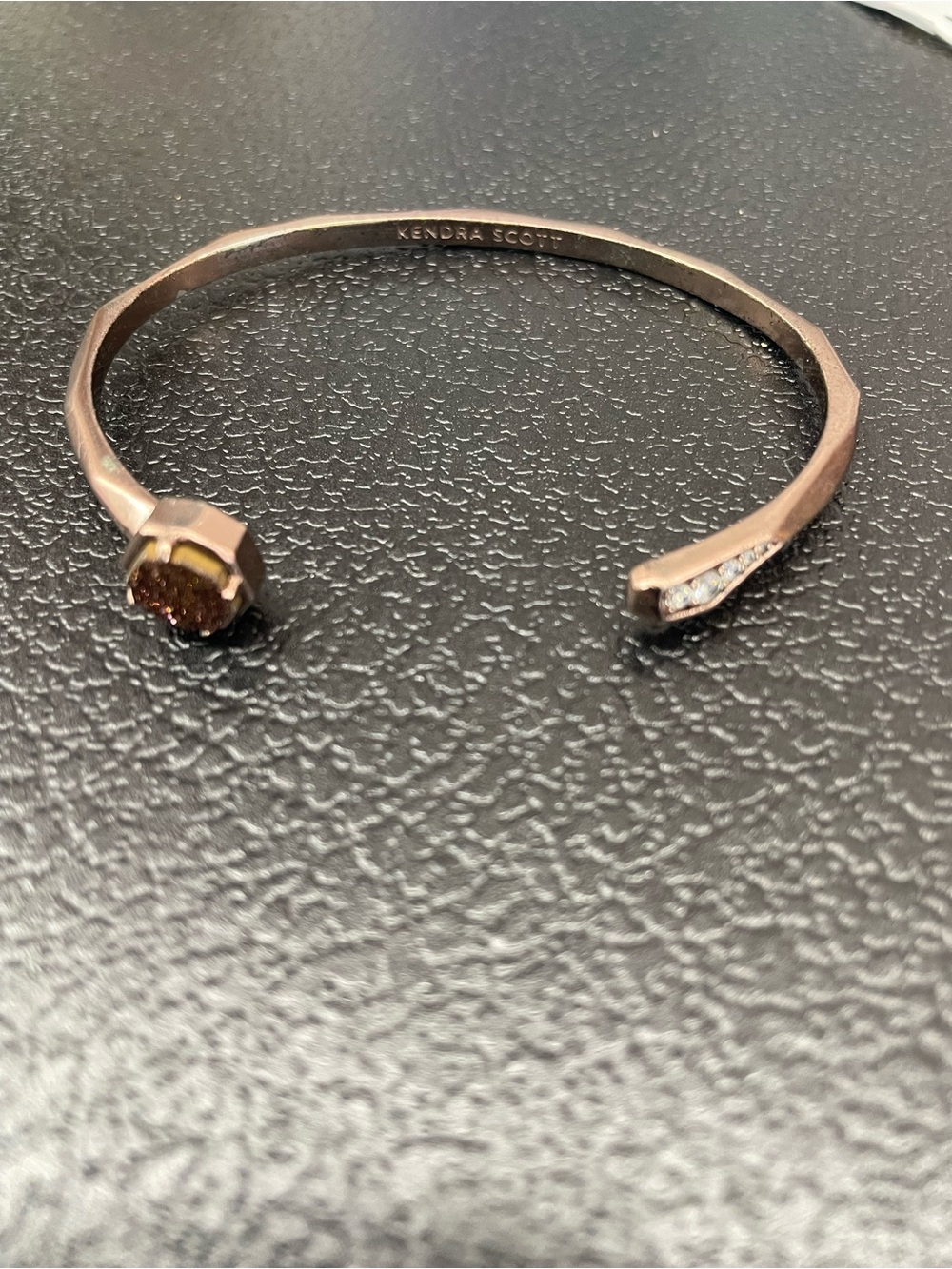 Kendra Scott Rose Gold Tone Druzy Open Cuff Bracelet with Pavé Accent